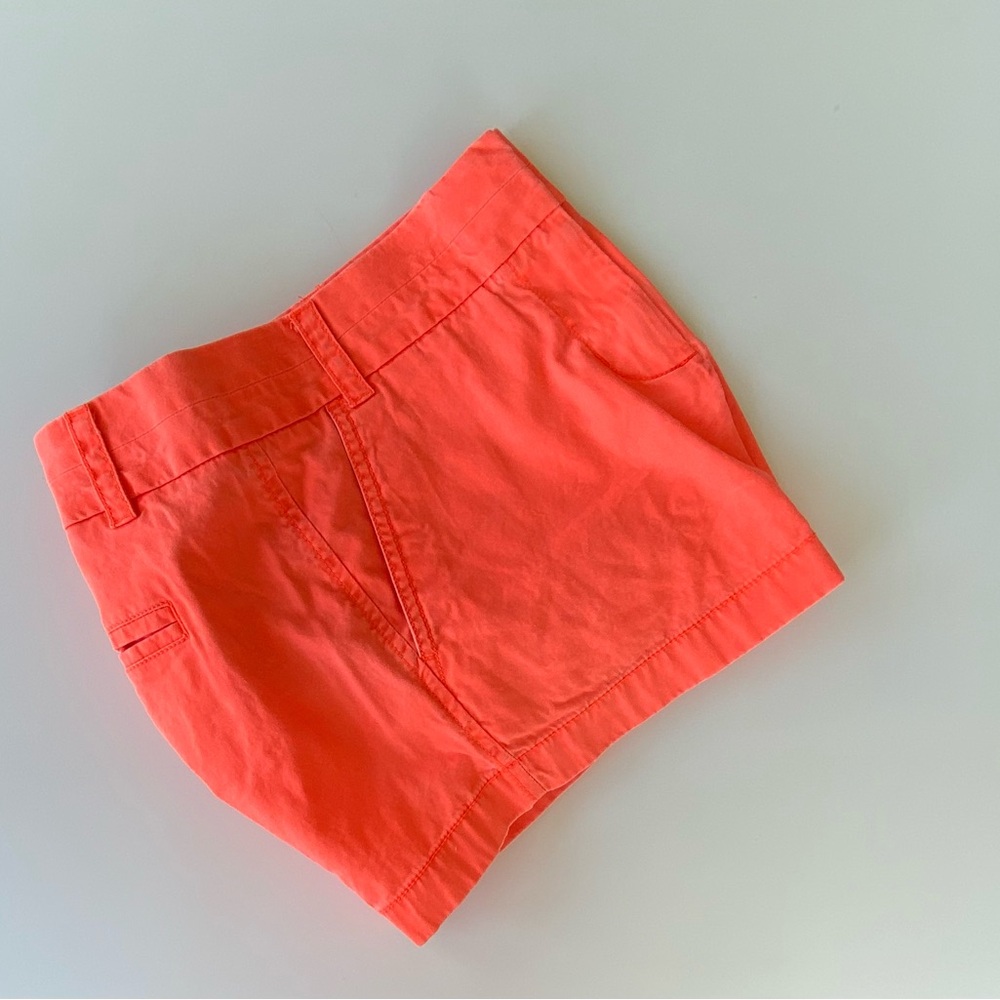 J. Crew Mid-Rise Broken-In Chino Shorts, Cotton Chino Shorts, Bright Orange Sz 2 - Picture 5 of 6
